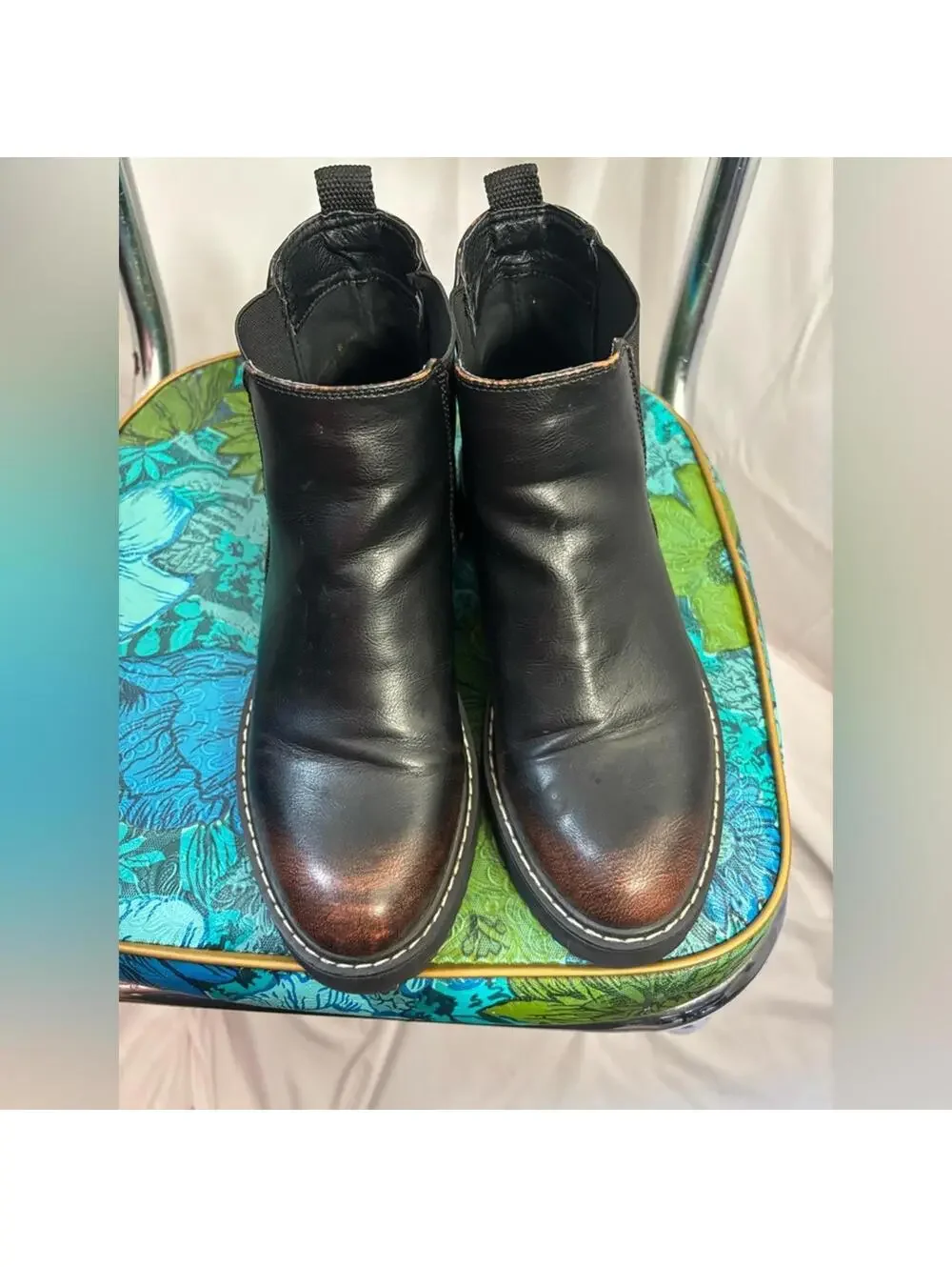 Madden‎ Girl Kween Chunky Chelsea Ankle Boots Brown+Black Women’s Size 6.5 - Picture 12 of 14